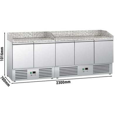 GGM Gastro Pizzakühltische ECO - 2300x700mm - 5 Türen Zilver