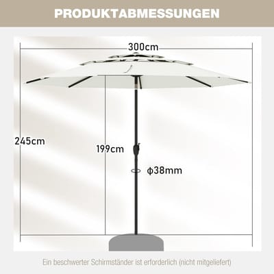 Tuinparasol met LED | Depauwonen Elegant Outdoor Zonnescherm 200x211 cm | Aluminium, Winddicht, Kantelbaar, UV-bestendig | Voor Balkon, Tuin, Terrasse, Strand, Pool, Outdoor | 12 LED Lampjes geïnte...