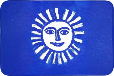 Badmat 90x60 cm - Antislip - Zon - Gezicht - Penseelstructuur - Blauw - Badmatten voor badkamer - Badkamermat - Douchemat - Badkamer mat