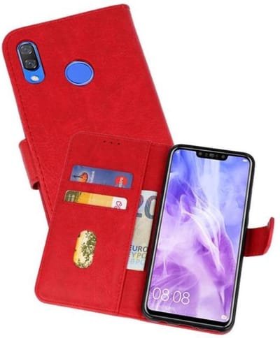 Hoesje Geschikt voor de Huawei Nova 3 - Kaarthouder Book Case Telefoonhoesje - Rood