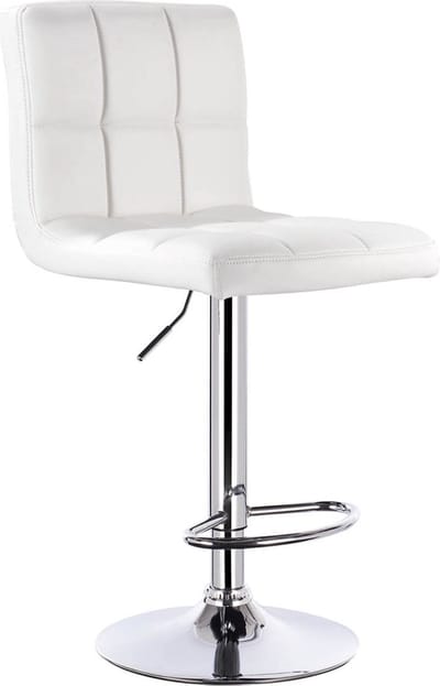 Barkruk Berlie - Met hoge rugleuning - Barstoelen ergonomisch - Zithoogte 60 - 82cm - Wit - Set van 1 - Keuken en bar