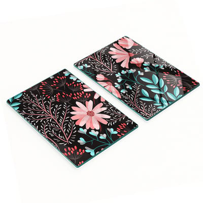 Decoratieve snijplanken van gehard glas met lentebloemenmotief, 2x40x52 cm