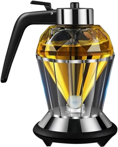 Dailygoods- Honingdispenser 200 Ml - Glazen Fles - Antilek Beugel - Roestvrij Staal - Hygiënisch Ontwerp - Voor Olie/Siroop - Olie Dispenser