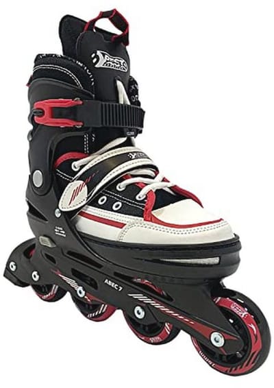 Verstelbare Inline Skates voor Kinderen – Robuuste Rolschaatsen met Rem in Zwart/Rood, Maten 37-41