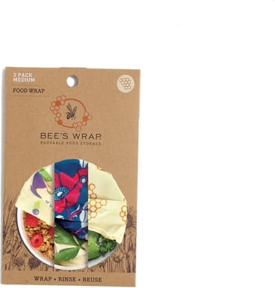 Bee's Wrap 3-pack Medium multi-print (Honeycomb/Botanical/Fresh Fruit) | Bijenwasdoek | Duurzame lunch verpakking