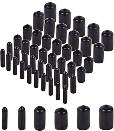 Rubberen eindkappen set van 60 stuks - Flexibele schroefdraad beschermkappen in 6 maten