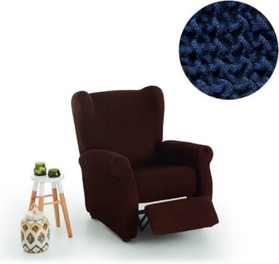 Belmarti® Stoelhoes Milos 65cm tot 90cm breed - Blauw - Voor fauteuil met beweegbare voetenbank - Anti-statisch - Ademend katoen - Premium A-kwaliteit