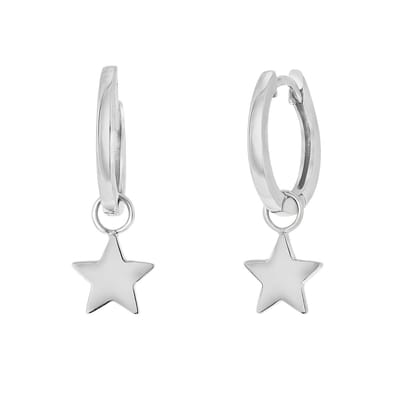 Lucardi Dames Oorbellen rhodiumplated galaxy ster - Oorbellen - Cadeau - Echt Zilver - Zilverkleurig