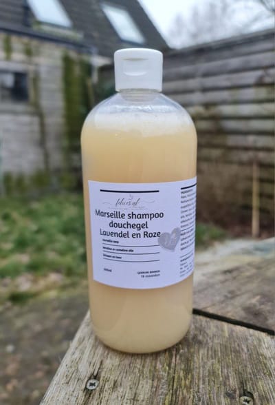 Biologische Marseille vloeibare shampoo en douchegel met Lavendel en Roze - keratine - camelina olie 500ml