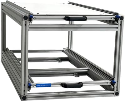 Dubbele schuifframe aluminium voor camper 90x40 cm met Global Volkern topplaat 6 mm