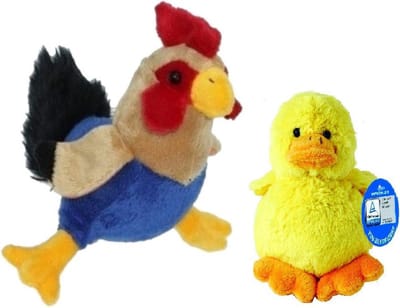 Pluche kippen/hanen knuffel van 20 cm met geel pluche kuiken 16 cm - Paas/pasen decoratie