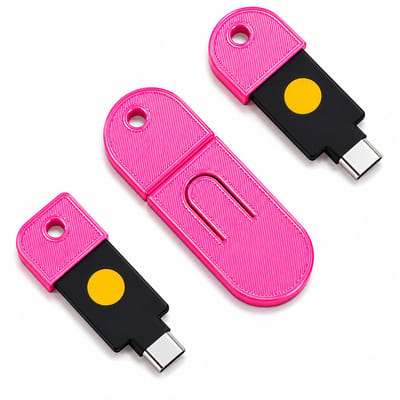 Beschermhoes Sleutelhanger Geschikt voor YubiKey 5C NFC – USB-C Security Key Case – NFC Protector – Krasbestendige Opbergcase – 2FA Security Key Holder – Roze