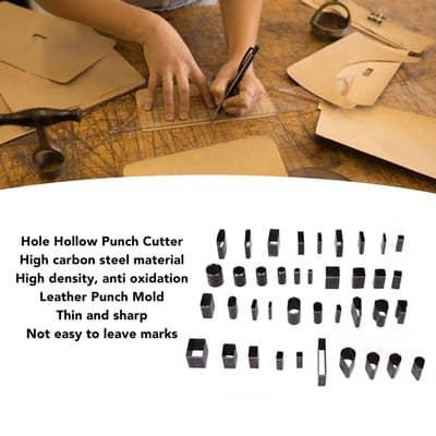 39 Formes Coupeur Poinçon Cuir Acier Haute Densité Haut Carbone Mince Tranchant Coupeur Poinçon Creux pour Artisanat DIY beige