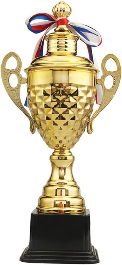 Voetbal Trofee - Competitie Prijs - Wedstrijd Beloning - Robuust Metaal - 48 cm Lengte - Goudkleurig