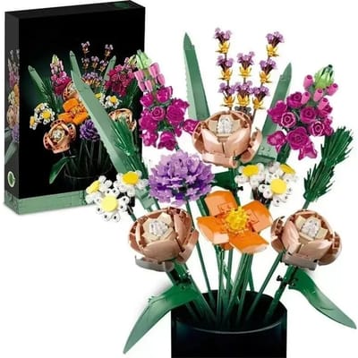 Compatibel met Boeket Bouwstenen Nieuwe Gemonteerde Ornamenten Gepreserveerde Verse Bloem Valentijnsdag Speelgoed Rozen10328