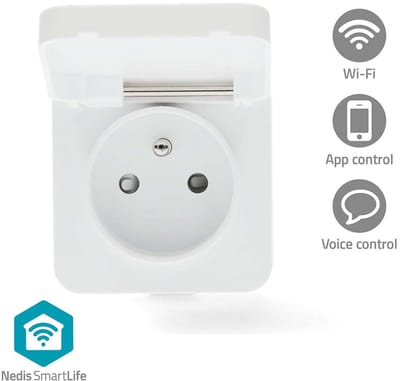 Nedis SmartLife Slimme Stekker – Wi-Fi – IP44 – Energiemeter – Tijdschakelaar – 3680W – Wit – 1 Stuk