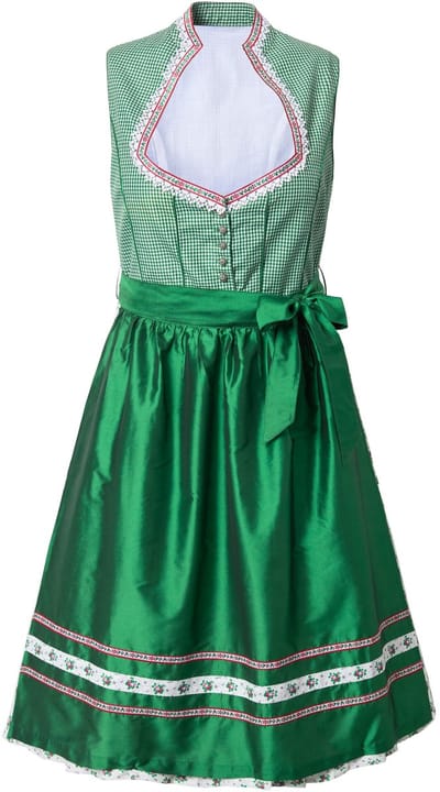 Ulla Popken - Dames - Dirndl vetersluiting hartvormige halslijn mouwloos - Grasgroen - Maat 42