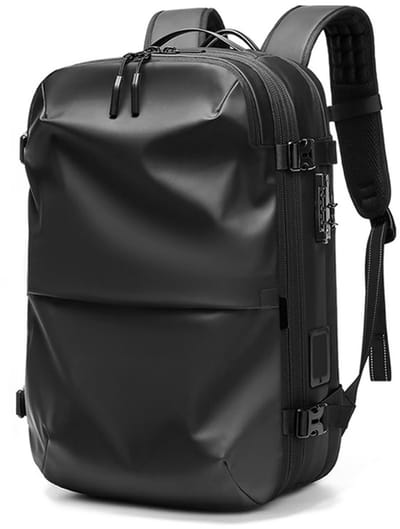 Somstyle Vacuüm Rugzak - 49 x 31.8 x 15.2 CM - Uitbreidbare Reistas - 25 / 60 L - Handbagage Tas met TSA Slot - Inclusief Luchtpomp - Zwart