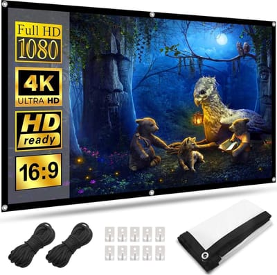 Draagbaar Projectorscherm - Filmscherm Ophangbaar - Binnen en Buiten - Inclusief Make-up Tas - 120 Inch - Wit