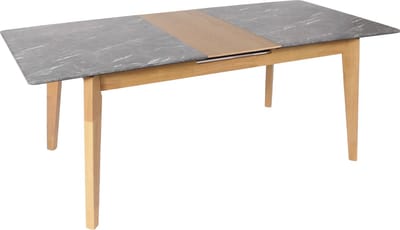 Eetkamertafel MCW-M57, eettafel, massief hout laminaat melamine 160-200x90cm, uitschuifbaar sheesham hout look, donkere poten