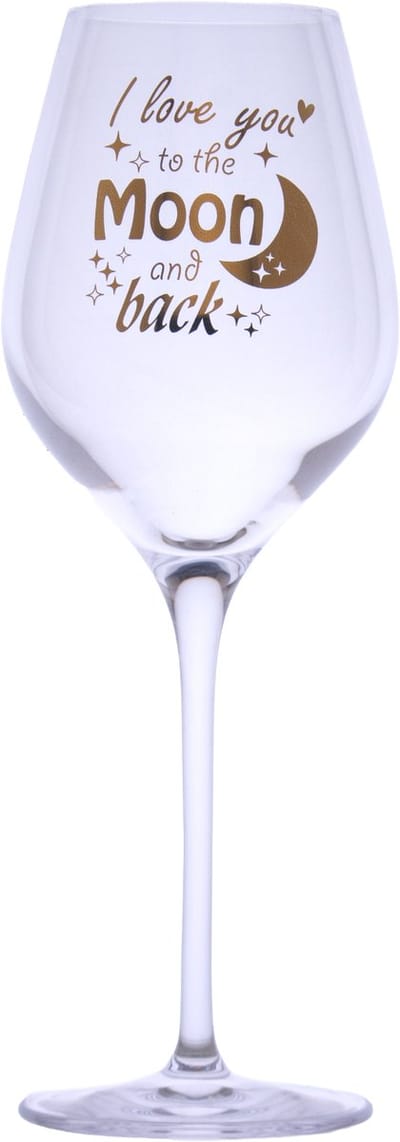 Wijnglas - I love you to the moon and back - 24K gouden opdruk - kristal - liefdes cadeau - origineel - Valentijnsdag - vrouw - vriendin - man - witte wijn - rode wijn
