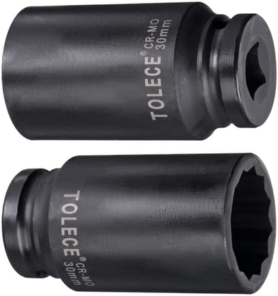 Dailygoods- Impactsocket 30 mm - 12-punts - Diepe Socket - CR-MO Staal - Voor Auto-onderhoud - Inclusief Draagtas - Moersleutel