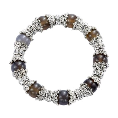 Behave - Armband - Elastische - Grijze Opaal Natuursteen