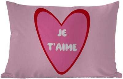 Buitenkussens - Hart - Frans - Valentijn - Roze - 60x40 cm - Weerbestendig