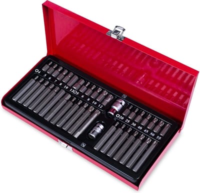 Doppenset 40-delig – Torx, Inbus & 12-Kant Inwendig (H4-H12, T20-T55, M5-M12) | Korte & Lange Doppen – Houder met 3/8″ & 1/2″ Opname – Robuust & Veelzijdig