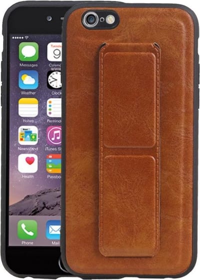 Grip Stand Hardcase Backcover - Telefoonhoesje - Achterkant Hoesje - Geschikt voor iPhone 6 - Bruin
