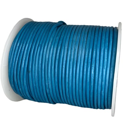 Leren Koord Rond, 50 m x 2 mm - Rond Lederen Koord, Voor Halskettingen, Armbanden, Sieraden, Knutselkralen en Veters (Aqua Blauw)