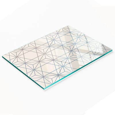 Keukenplank van gehard glas met grafische geometrische figuren, 80x52 cm