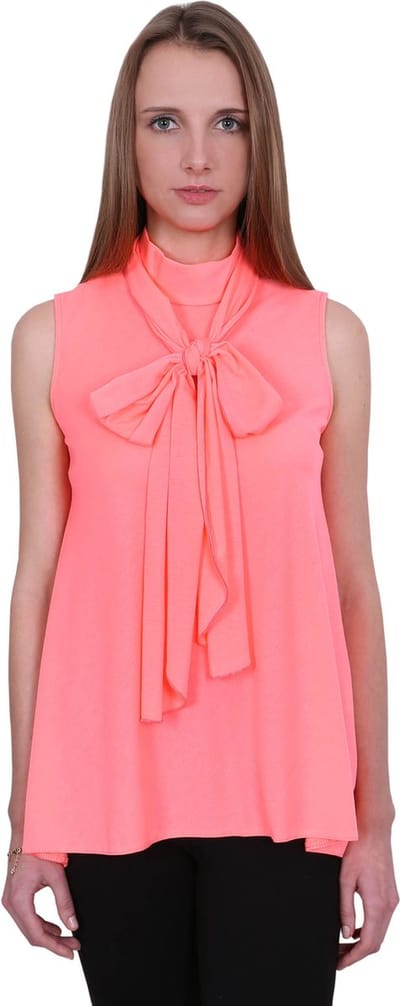 Elegante neon blouse met strik van John Zack.