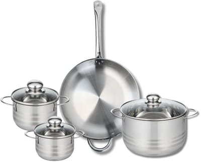 Set van 1 Koekenpan 32 cm en 3 kookpotten 14, 16 en 24 cm Elo Profi Brillant