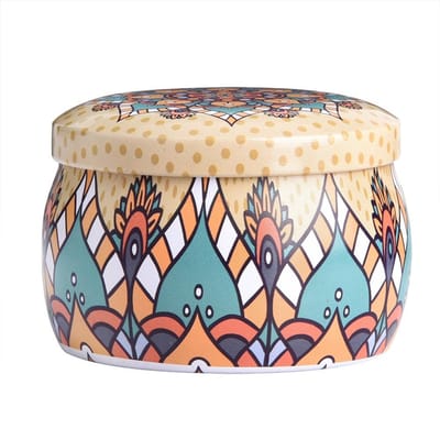 Blikken opbergdoos, metalen bus, keukendoos voor thee, koffie, snoep, sieraden, cadeau  (F) beige