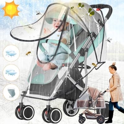 PromoHome Universele Transparante Regenhoes voor Kinderwagen - Waterdichte en Regenbestendige Beschermhoes met Ventilatiegaten voor Buggy's en Wandelwagens