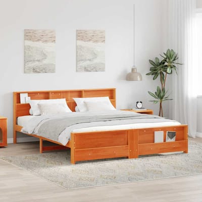 vidaXL - Bedframe - met - plank - Wasbruin - 200 - x - 200 - cm - Massief - grenenhout
