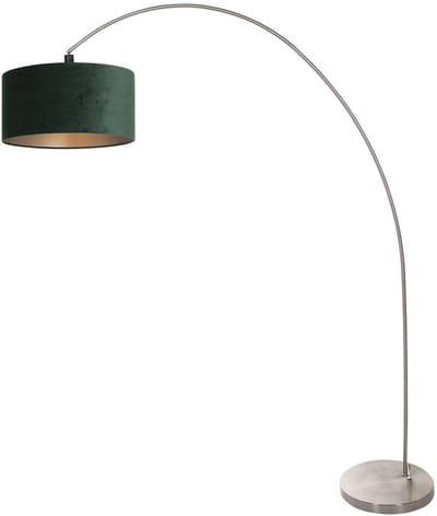 Vloerlamp Solva 3913ST groen fluwelen lampenkap, metaal en textiel, kantelbaar, Mexlite