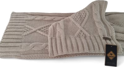 Roadsign - heren sjaals winter - beige -gebreid - kabelpatroon