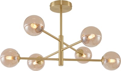 QAZQA ryan - Moderne Plafondlamp - 6 lichts - L 62 cm - Messing - Woonkamer | Slaapkamer | Keuken
