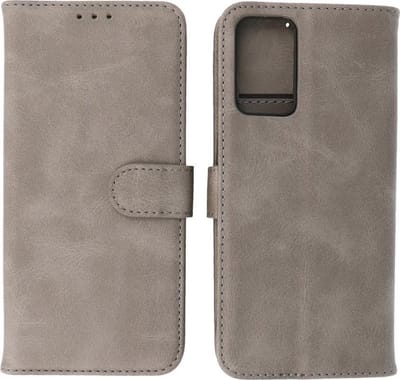 Oppo Reno 6 5G Hoesje - Book Case Telefoonhoesje - Kaarthouder Portemonnee Hoesje - Wallet Case - Grijs