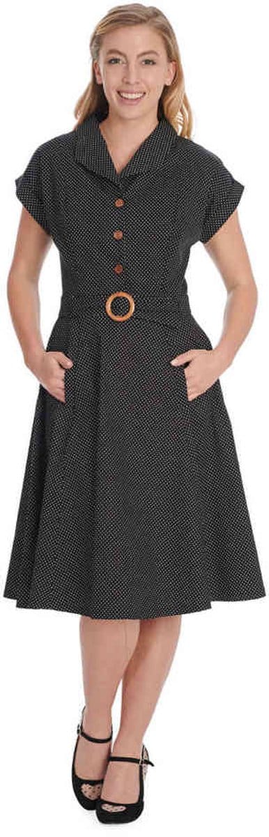 Banned - Polka Dot Dance Flare jurk - S - Zwart