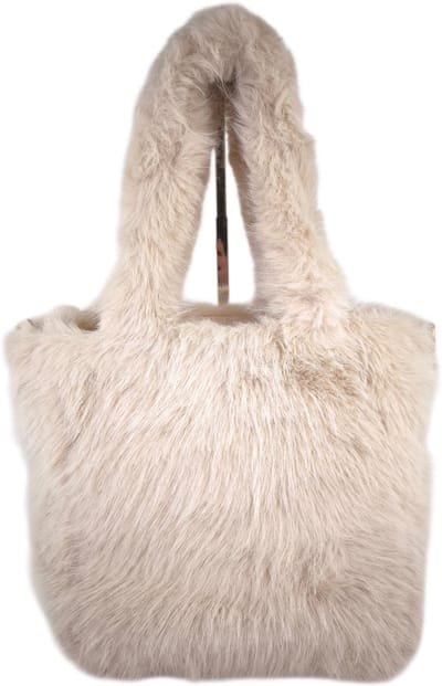 Qischa - schoudertas - hobo tas - fluffy - lange draagriem - beige