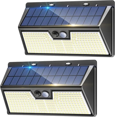 Superheldere Solarlampen voor Buiten met Bewegingsmelder - 2 Stuks, Waterdicht en Met 3 Modi