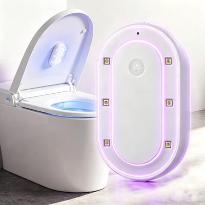 Toiletsterilisatielamp, slimme U V-C toiletreiniger en geurbestrijdingssysteem met bewegingssensor, zelfreinigend, oplaadbare toiletbril slim accessoire, geschikt voor thuishotel gedeelde badkamer, wit (1 stuk)