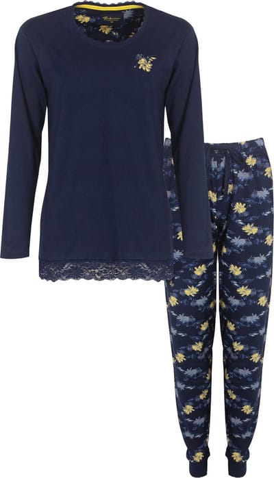 Tenderness Dames Pyjama - Katoen - Lange Mouwen - Blauw - Maat XXL