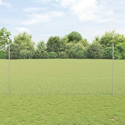 vidaXL - zeshoekig - gaasgek - met - palen - 25 - x - 1,5 - m - Gegalvaniseerd - staal