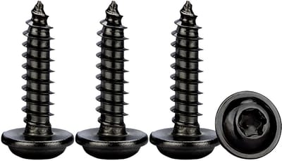 Zelfborende Schroeven Zwart, 50 Stuks M4x12mm Met Ringen, Torx Houtschroeven RVS A2 V2A voor Diverse Toepassingen