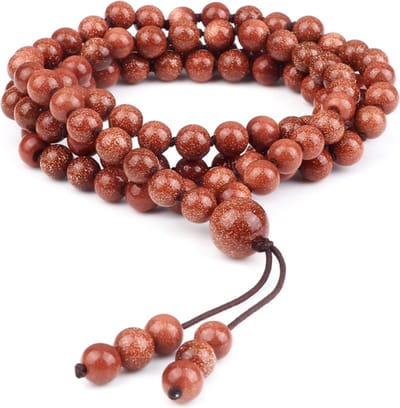 Marama - Mala armband Sandstone - oranje zandsteen - elastisch - ketting - 108 kralen - natuursteen