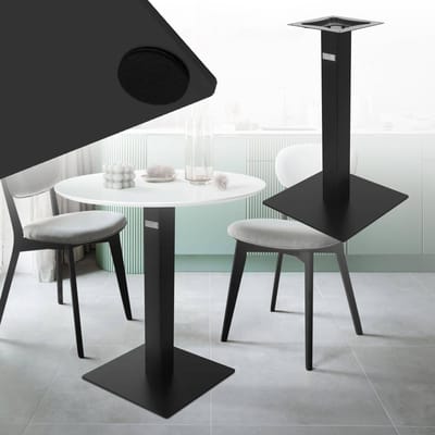 Tafelonderstel enkel zwart hoogte 72cm gemaakt van gepoedercoat staal 43x43 cm voetplaat bevestigingsmateriaal ML-Design